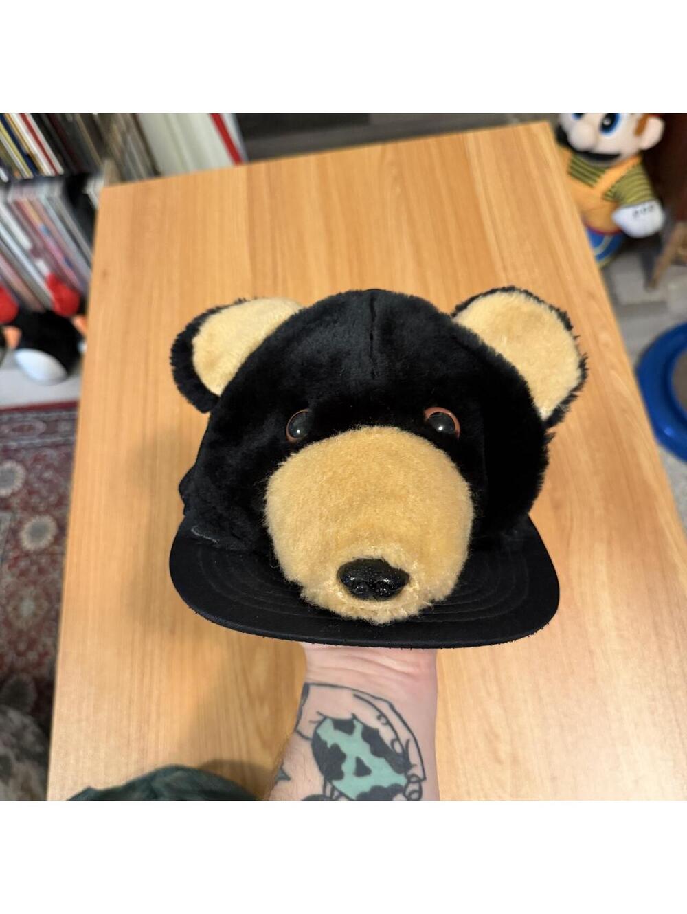 Vintage bear 3 west zoo collection plush hat 80s OS